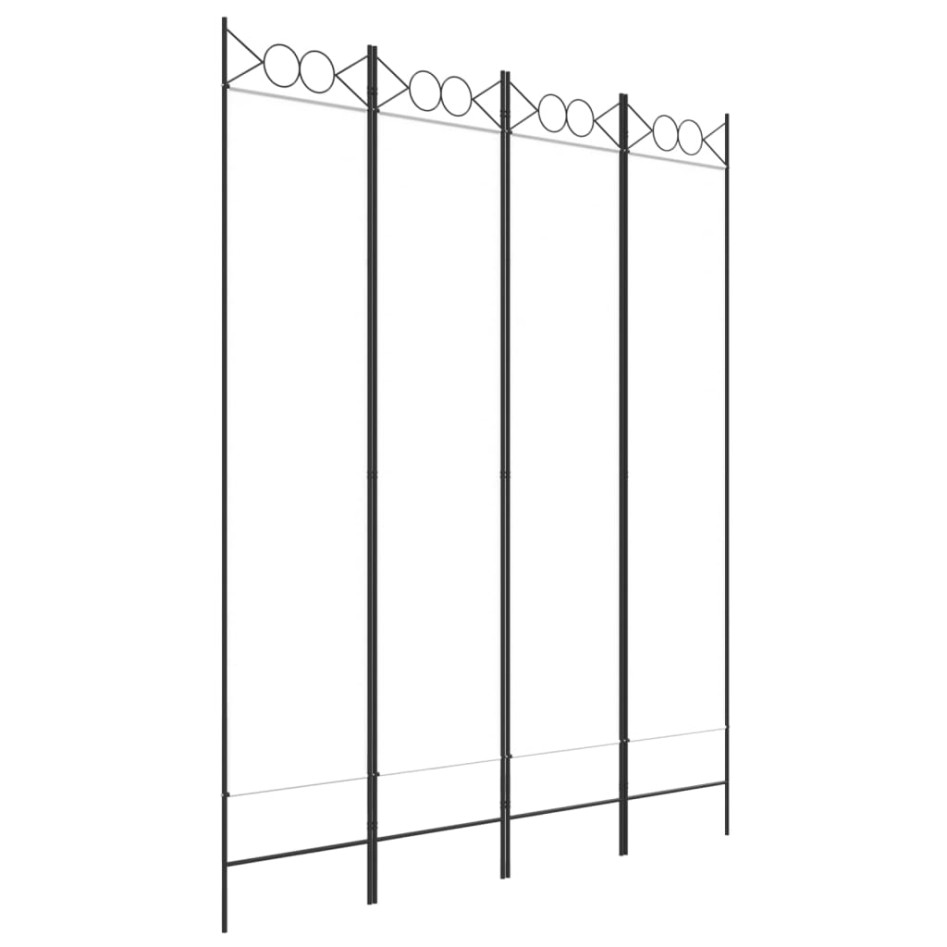 Biombo divisor de 4 paneles de tela blanco 160x200