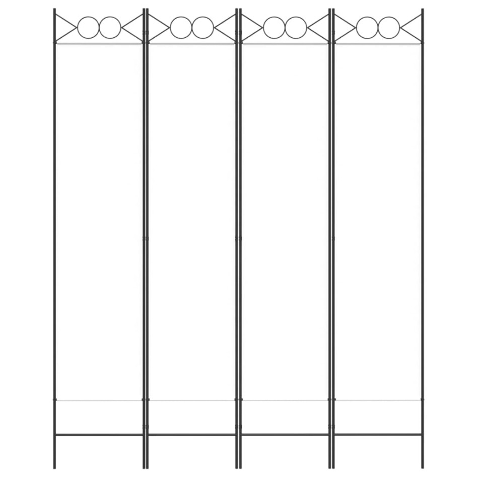 Biombo divisor de 4 paneles de tela blanco 160x200