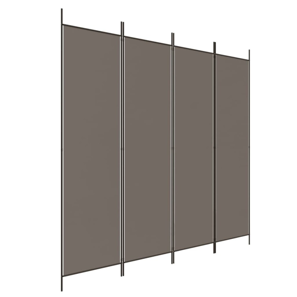 Biombo divisor de 4 paneles de tela gris antracita 200x220