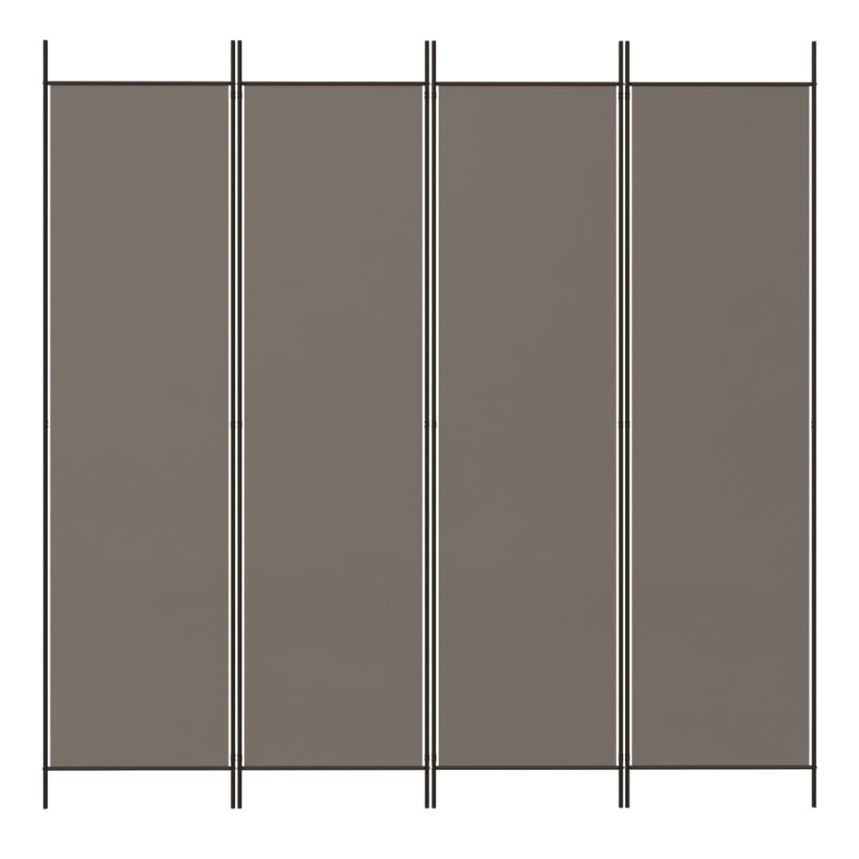 Biombo divisor de 4 paneles de tela gris antracita 200x220