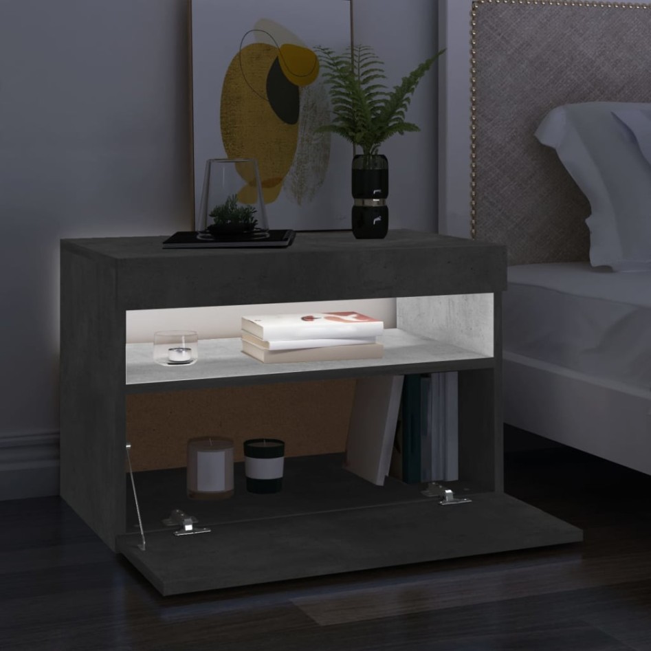 Mueble de TV con luces LED gris hormigón 60x35x40
