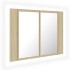 Armario espejo de baño LED acrílico roble Sonoma 60x12x45