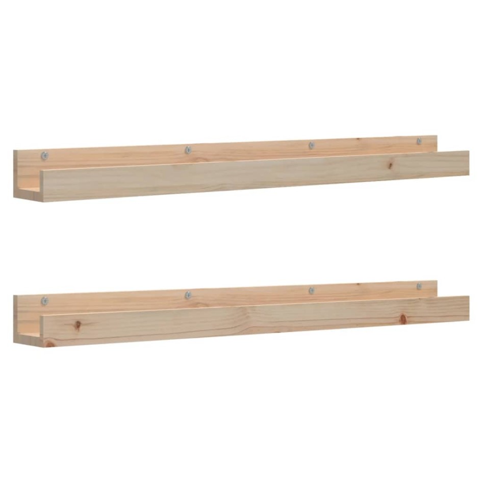 Estantes de pared 2 uds madera maciza de pino 110x12x9