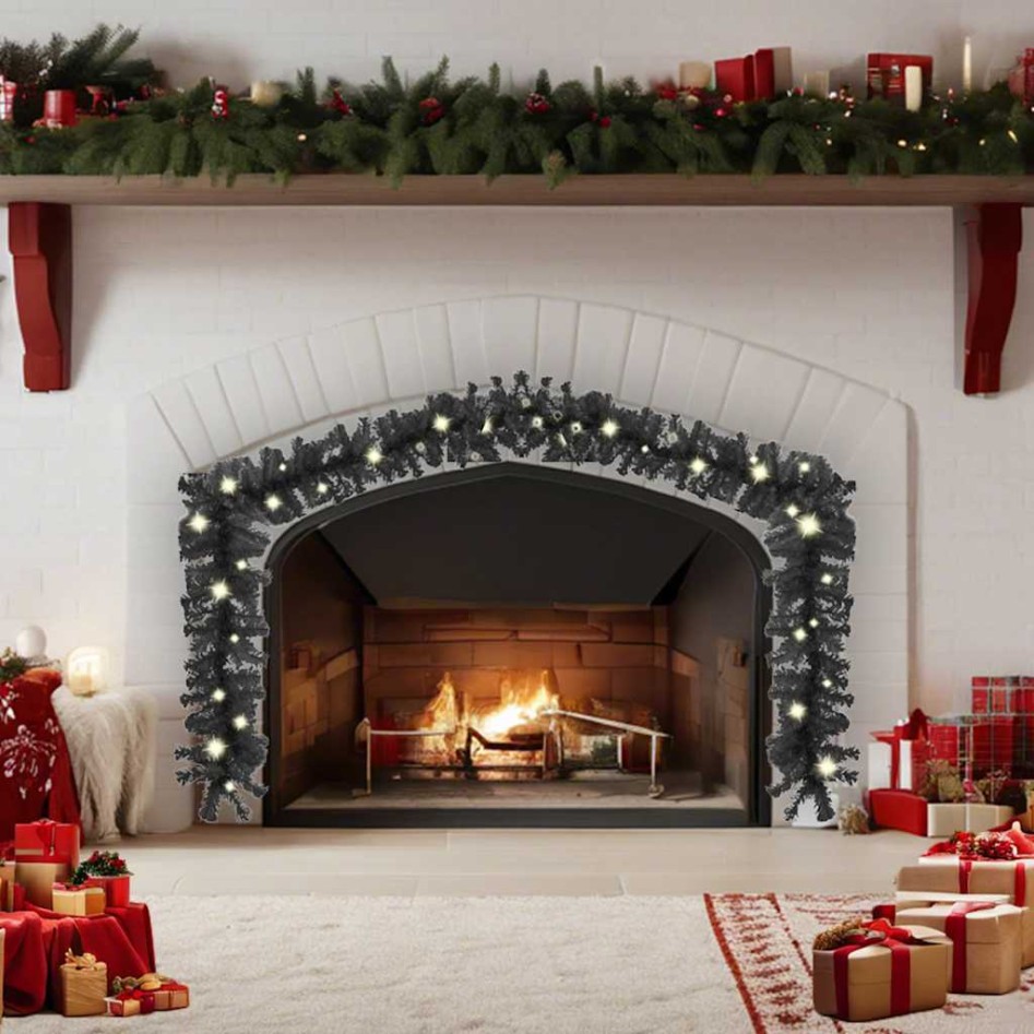 Guirnalda de Navidad con luces LED negro 20