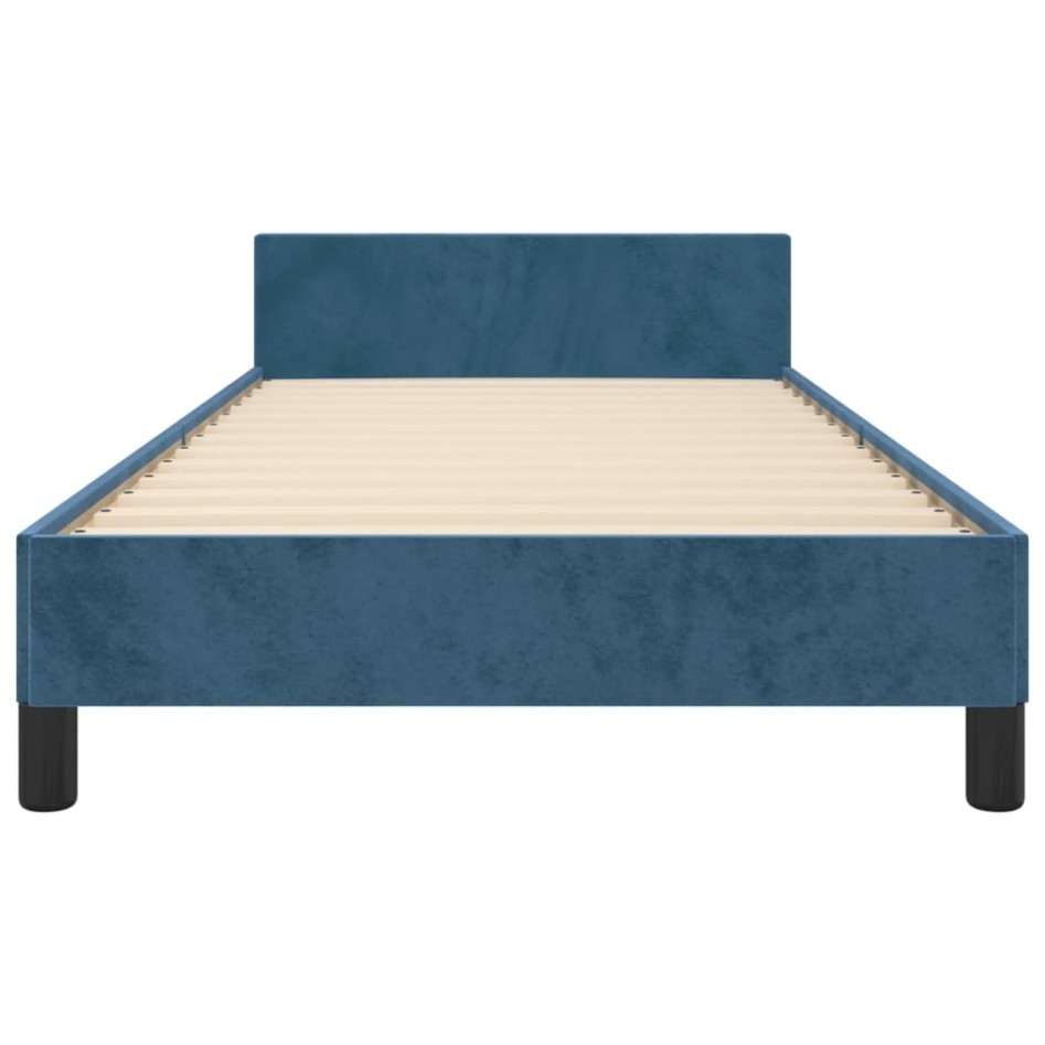 Estructura cama con cabecero terciopelo azul oscuro 100x200