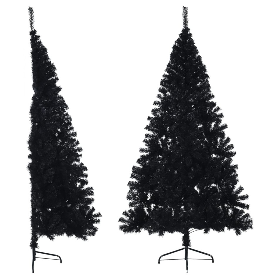 Medio árbol de Navidad artificial con soporte PVC negro 240