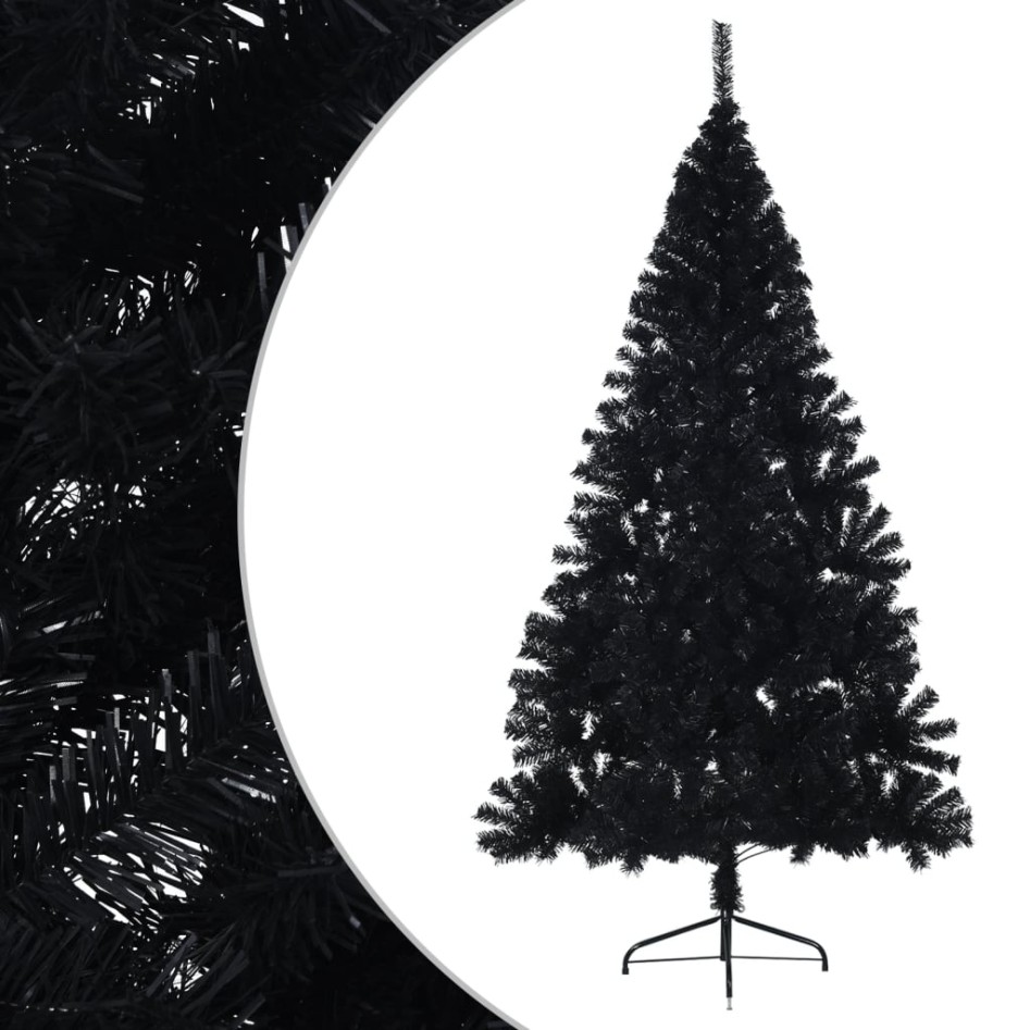 Medio árbol de Navidad artificial con soporte PVC negro 240
