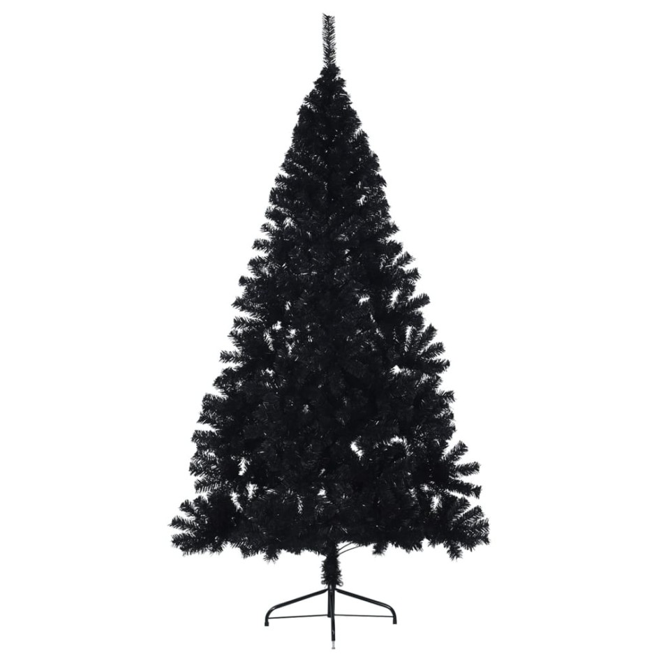 Medio árbol de Navidad artificial con soporte PVC negro 240
