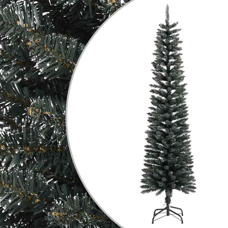 Árbol Navidad artificial estrecho con soporte PVC verde 180
