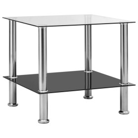 Mesa auxiliar de vidrio templado transparente 45x50x45