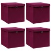 Caja de almacenaje con tapas 4 uds tela rojo oscuro 32x32x32 cm