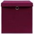Caja de almacenaje con tapas 4 uds tela rojo oscuro 32x32x32