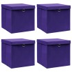 Cajas de almacenaje con tapas 4 uds tela morado 32x32x32 cm