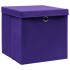 Cajas de almacenaje con tapas 4 uds tela morado 32x32x32