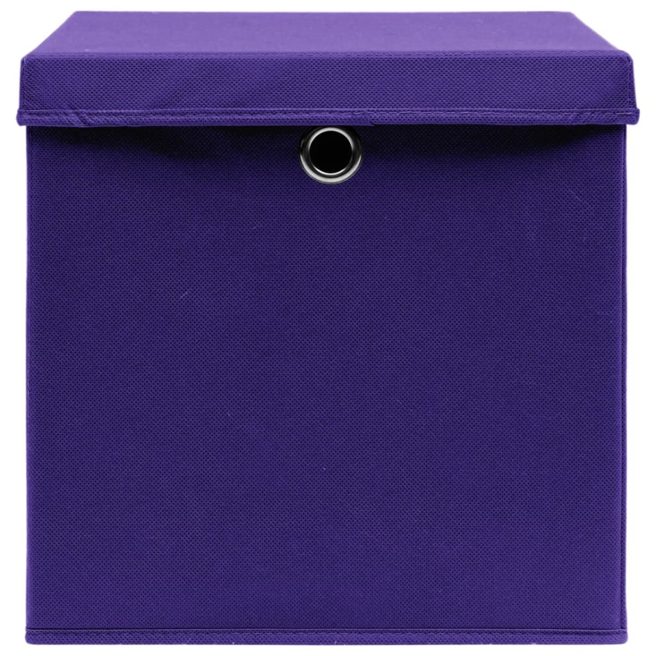 Cajas de almacenaje con tapas 4 uds tela morado 32x32x32