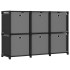 Estantería de 6 cubos con cajas de tela negro 103x30x72,5