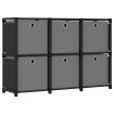 Estantería de 6 cubos con cajas de tela negro 103x30x72,5 cm