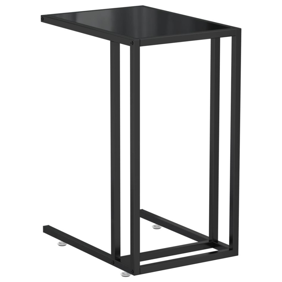 Mesa auxiliar de ordenador vidrio transparente negro