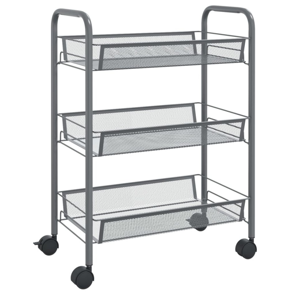 Carrito de cocina 3 niveles hierro gris 46x26x64