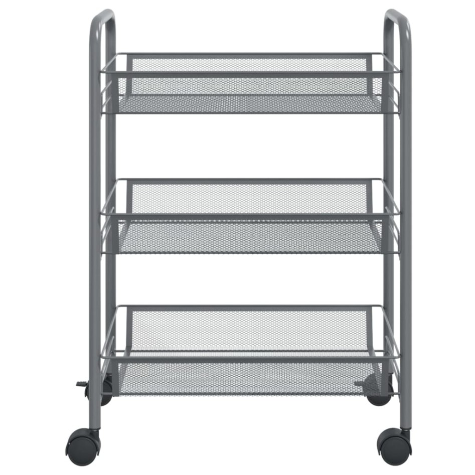 Carrito de cocina 3 niveles hierro gris 46x26x64