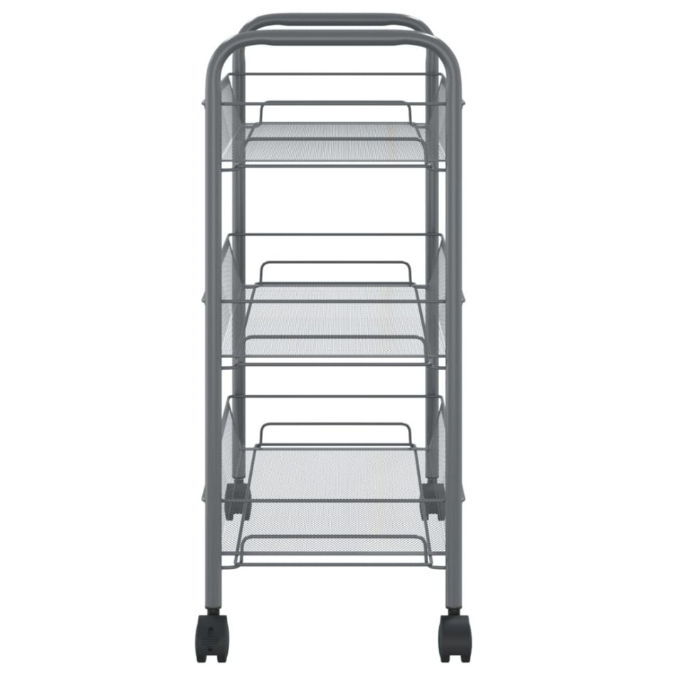 Carrito de cocina 3 niveles hierro gris 46x26x64