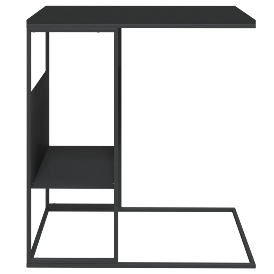 Mesa auxiliar de madera contrachapada negra 55x36x59,5
