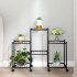 Soporte para flores con ruedas hierro negro 83x25x63,5