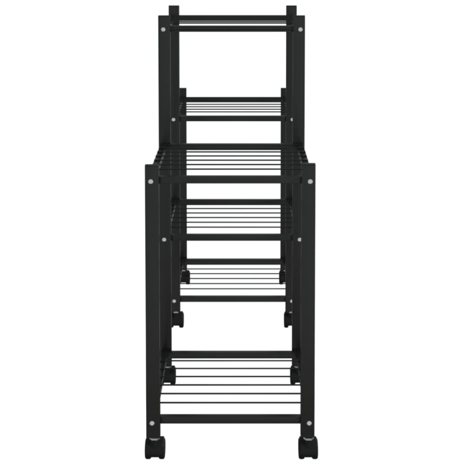 Soporte para flores con ruedas hierro negro 83x25x63,5