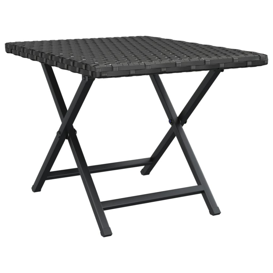 Mesa plegable ratán sintético negro 45x35x32
