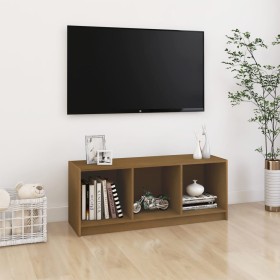 Mueble de TV de madera maciza pino marrón miel 104x33x41