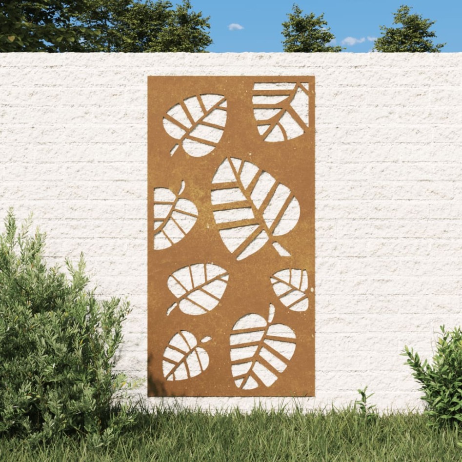 Adorno de pared de jardín acero corten diseño de hoja 105x55