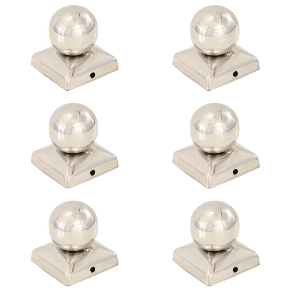 Tapas para postes 6 uds acero inoxidable globo final 71x71