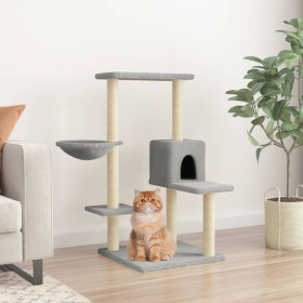 Rascador para gatos con postes de sisal gris claro 95