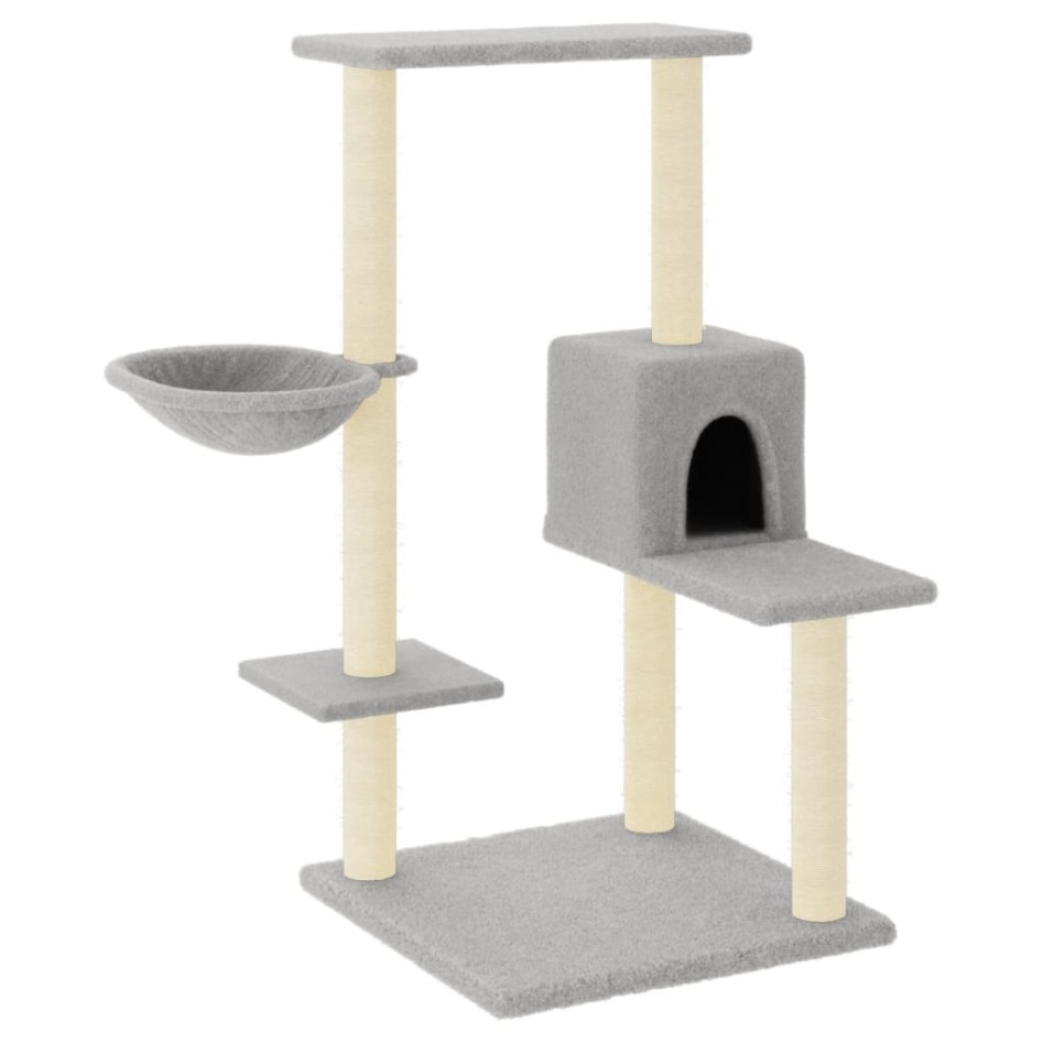 Rascador para gatos con postes de sisal gris claro 95