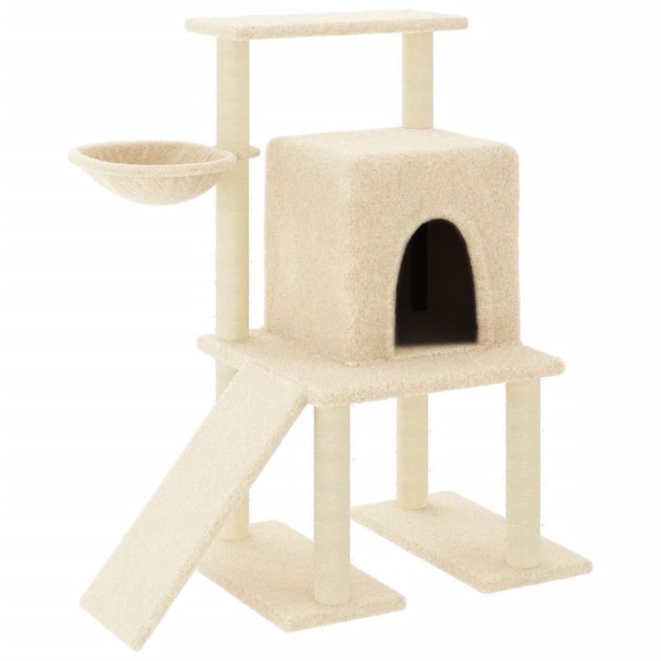 Rascador para gatos con postes de sisal color crema 96,5