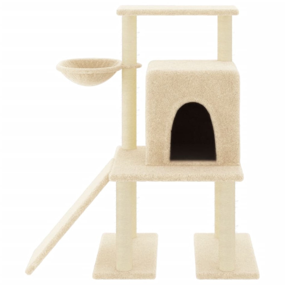 Rascador para gatos con postes de sisal color crema 96,5