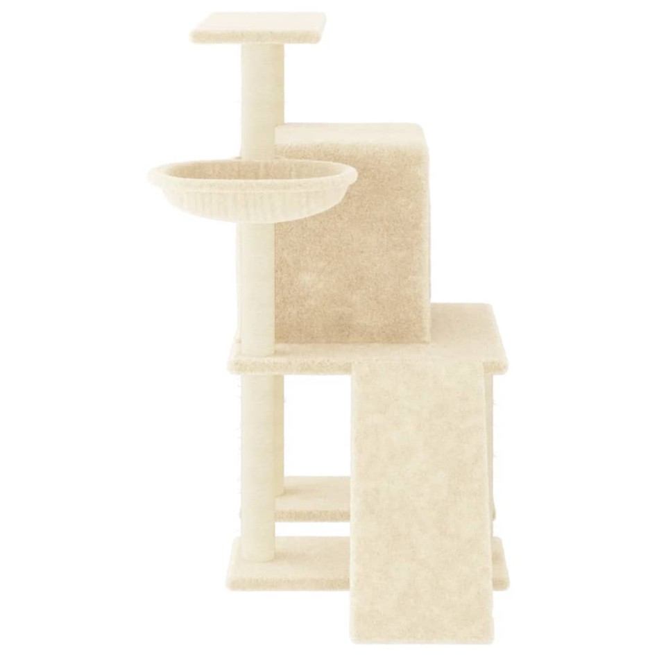 Rascador para gatos con postes de sisal color crema 96,5