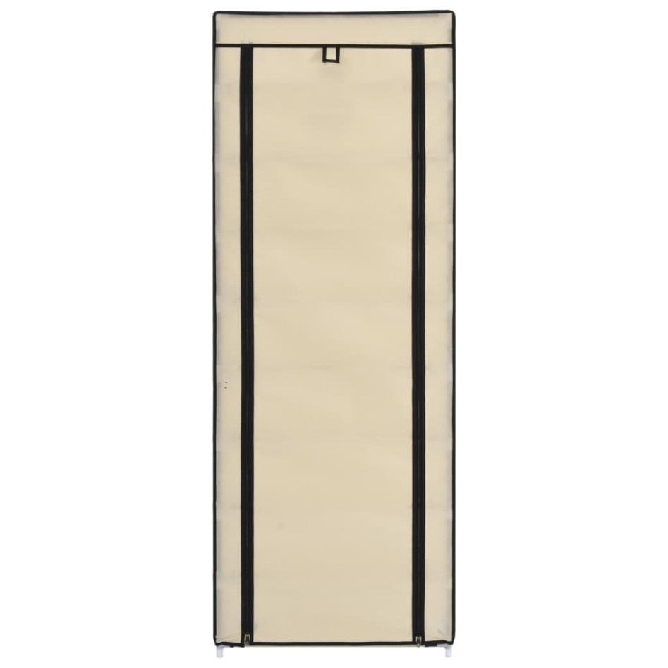 Mueble zapatero de tela con funda color crema 57x29x162