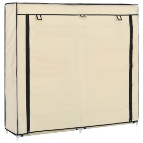 Mueble zapatero con funda de tela color crema 115x28x110