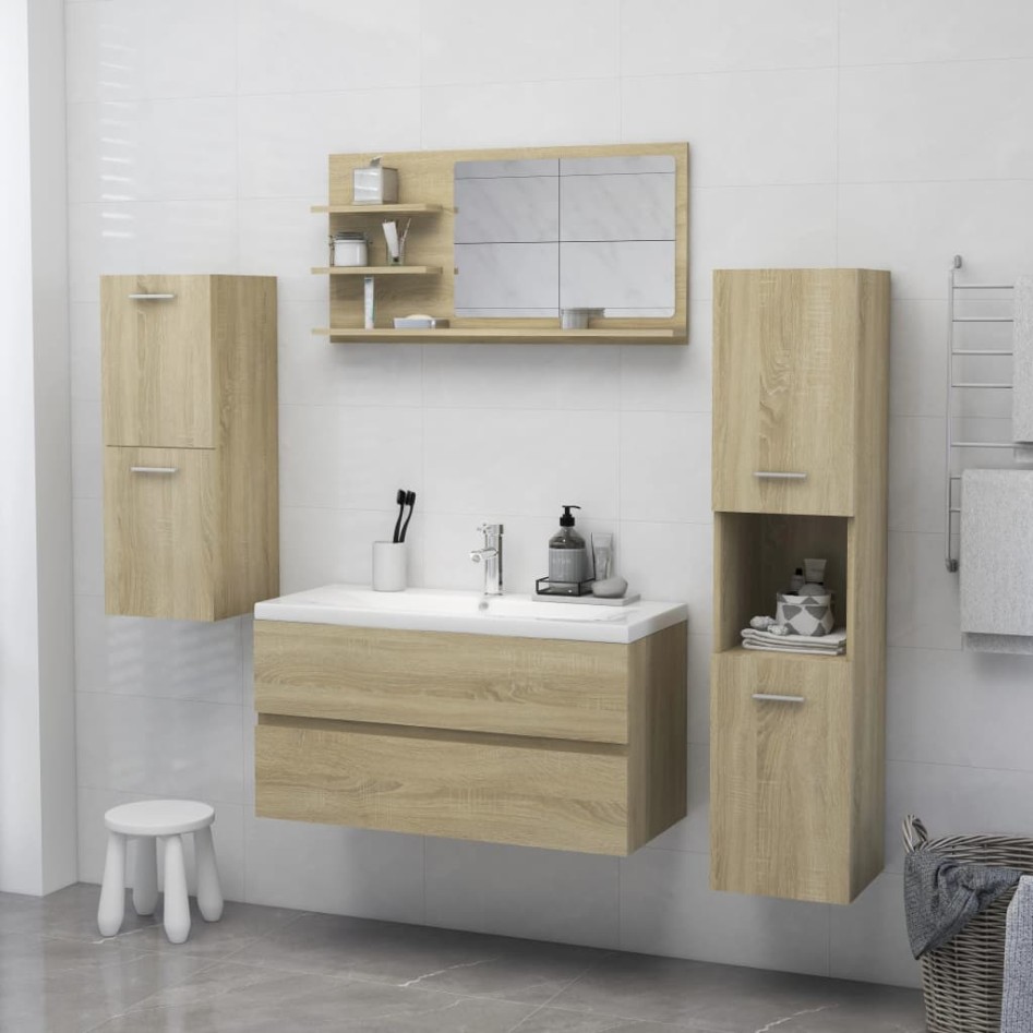 Espejo de baño madera contrachapada roble Sonoma 90x10,5x45