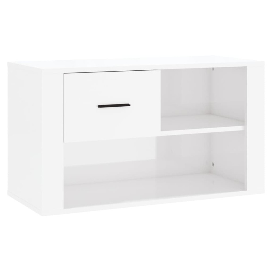 Mueble zapatero madera contrachapada blanco brillo 80x35x45