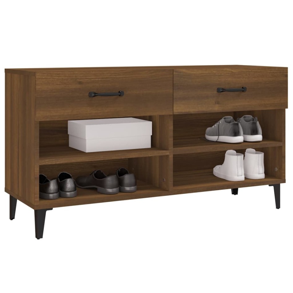 Mueble zapatero madera contrachapada marrón roble 102x35x55