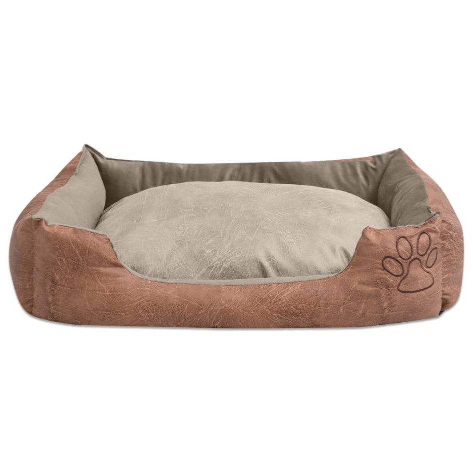 Cama para perro con cojín PU cuero artificial talla L