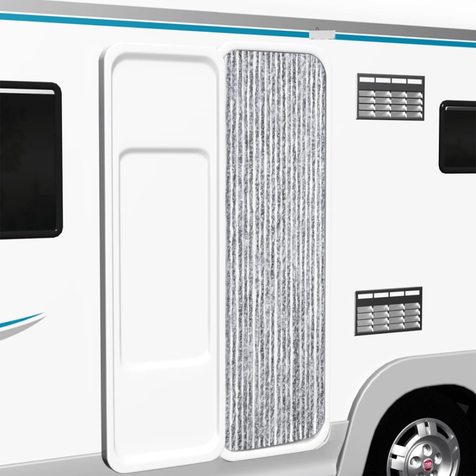 Cortina mosquitera blanco y gris chenilla 56x200