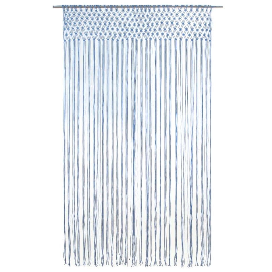 Cortina de macramé algodón azul 140x240