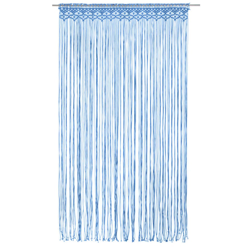 Cortina de macramé algodón azul 140x240