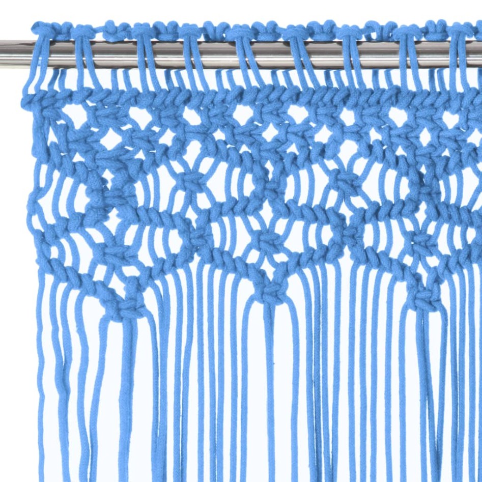 Cortina de macramé algodón azul 140x240
