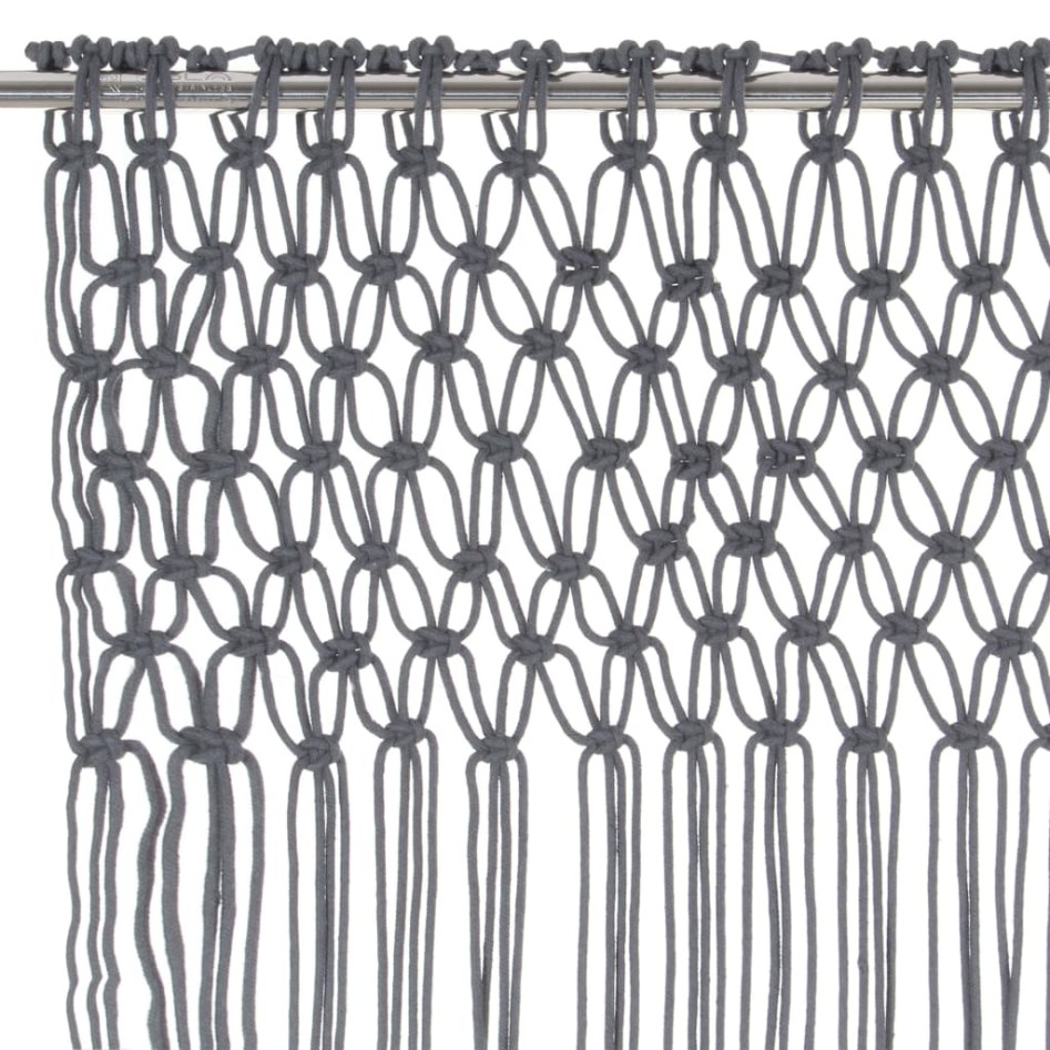 Cortina de macramé algodón gris antracita 140x240
