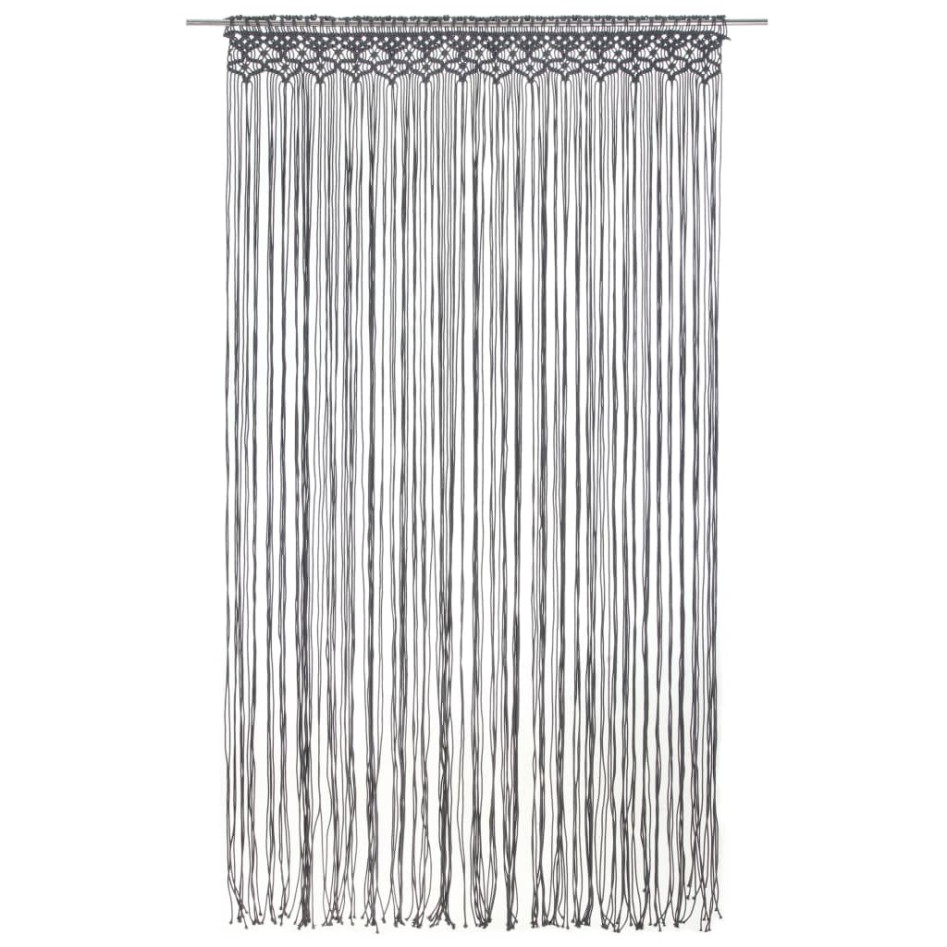 Cortina de macramé algodón gris antracita 140x240