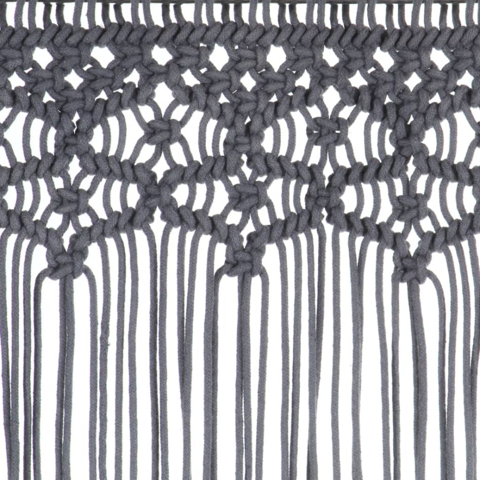 Cortina de macramé algodón gris antracita 140x240